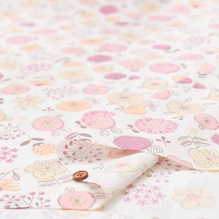 Cotton sheeting print fabric Flower - nomura tailor