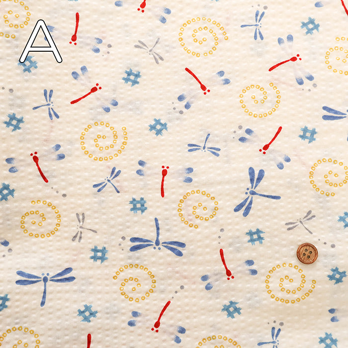 Cotton Ripple-printed Fabric - Japanese Style Dragonfly - nomura tailor