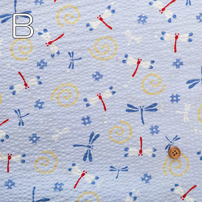 Cotton Ripple-printed Fabric - Japanese Style Dragonfly - nomura tailor