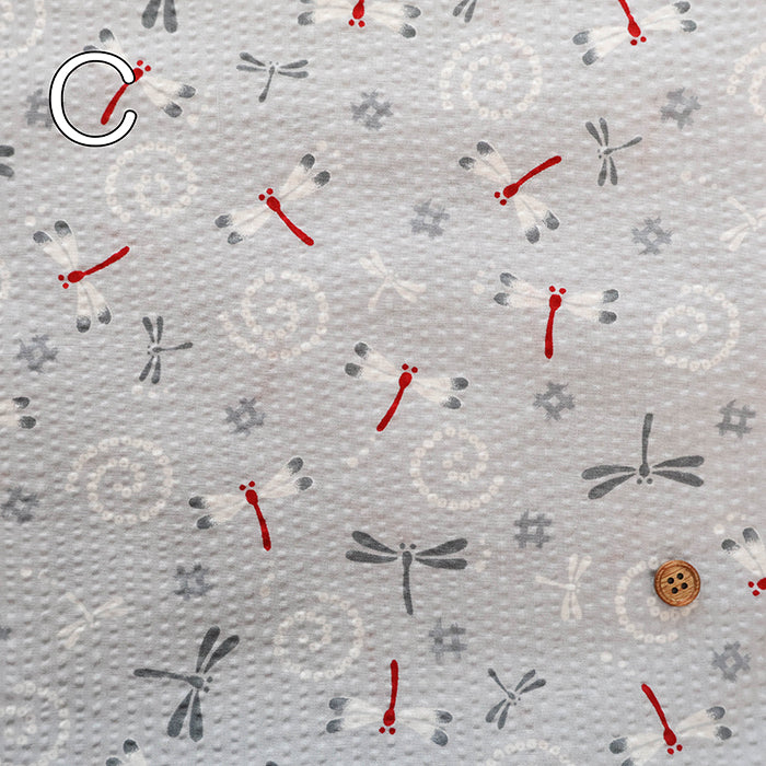 Cotton Ripple-printed Fabric - Japanese Style Dragonfly - nomura tailor