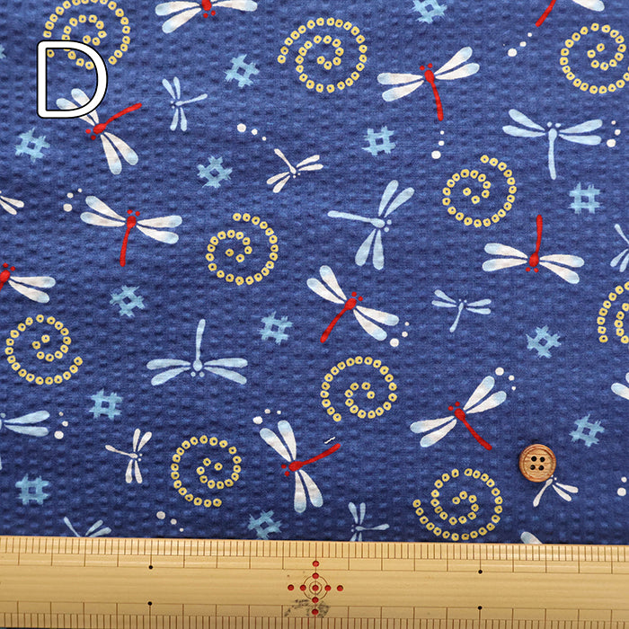 Cotton Ripple-printed Fabric - Japanese Style Dragonfly - nomura tailor