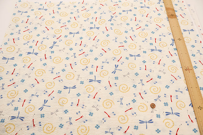 Cotton Ripple-printed Fabric - Japanese Style Dragonfly - nomura tailor