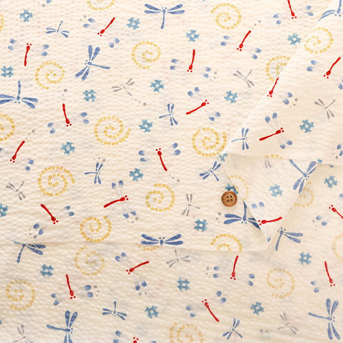 Cotton Ripple-printed Fabric - Japanese Style Dragonfly - nomura tailor