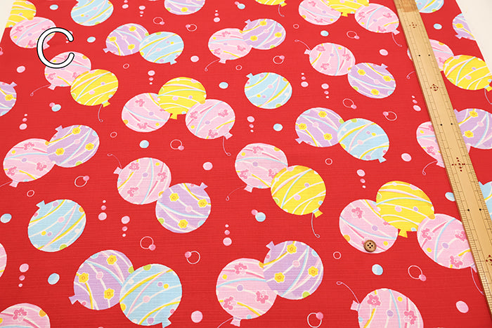 Cotton Shantung Print Fabric - Water Balloons - nomura tailor