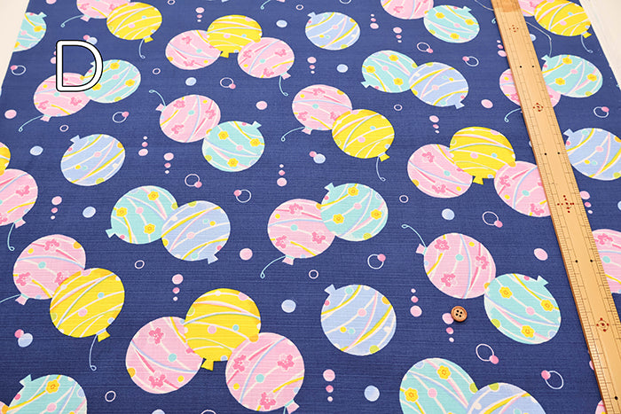 Cotton Shantung Print Fabric - Water Balloons - nomura tailor