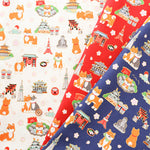 Cotton Muslin Lame (Glitter) Fabric - Tourist Shiba Inu - nomura tailor