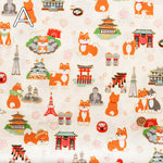 Cotton Muslin Lame (Glitter) Fabric - Tourist Shiba Inu - nomura tailor