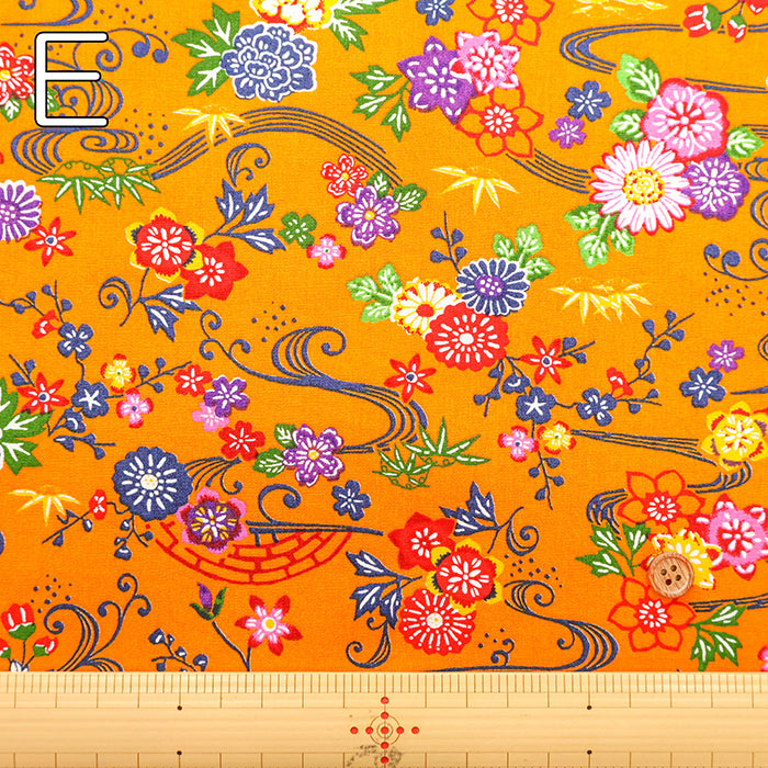 Cotton Broad Printed Fabric - Bingata Style - nomura tailor