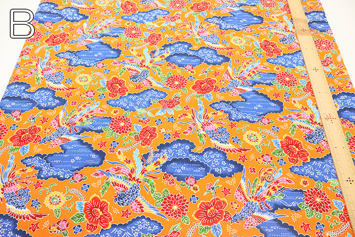 Cotton Broad Printed Fabric - Bingata Style - nomura tailor