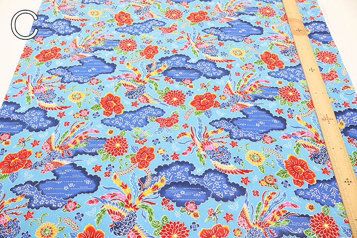 Cotton Broad Printed Fabric - Bingata Style - nomura tailor