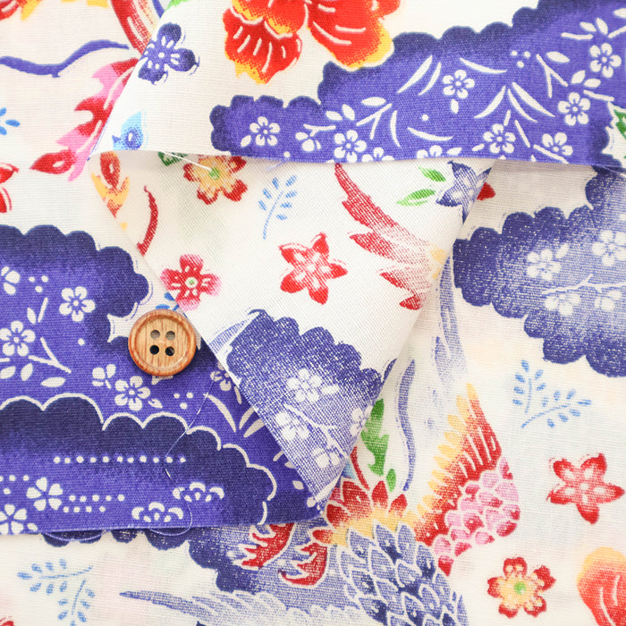 Cotton Broad Printed Fabric - Bingata Style - nomura tailor