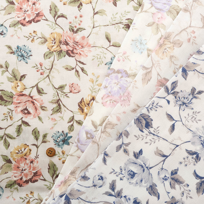 Cotton Double Gauze Printed Fabric - Elegant Flower - nomura tailor