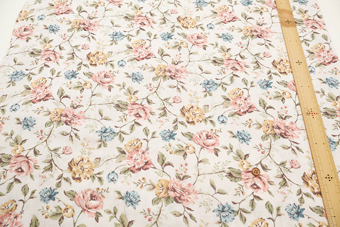 Cotton Double Gauze Printed Fabric - Elegant Flower - nomura tailor