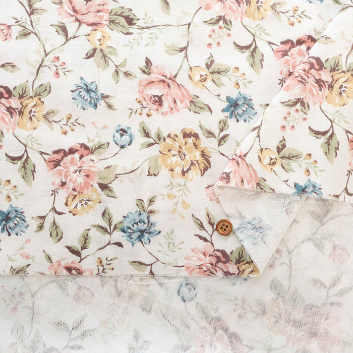 Cotton Double Gauze Printed Fabric - Elegant Flower - nomura tailor