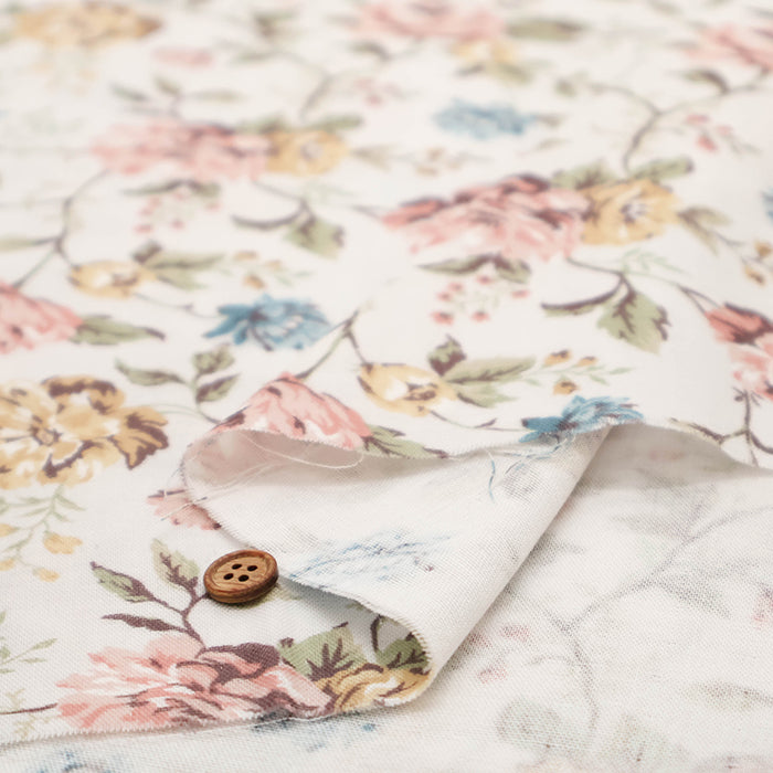 Cotton Double Gauze Printed Fabric - Elegant Flower - nomura tailor