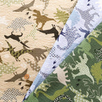 Cotton Ripple-printed Fabric - Japanese-style Dinosaur - nomura tailor