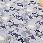 Cotton Ripple-printed Fabric - Japanese-style Dinosaur - nomura tailor
