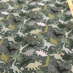 Cotton Ripple-printed Fabric - Japanese-style Dinosaur - nomura tailor