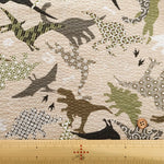 Cotton Ripple-printed Fabric - Japanese-style Dinosaur - nomura tailor