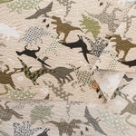 Cotton Ripple-printed Fabric - Japanese-style Dinosaur - nomura tailor