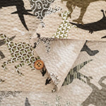 Cotton Ripple-printed Fabric - Japanese-style Dinosaur - nomura tailor