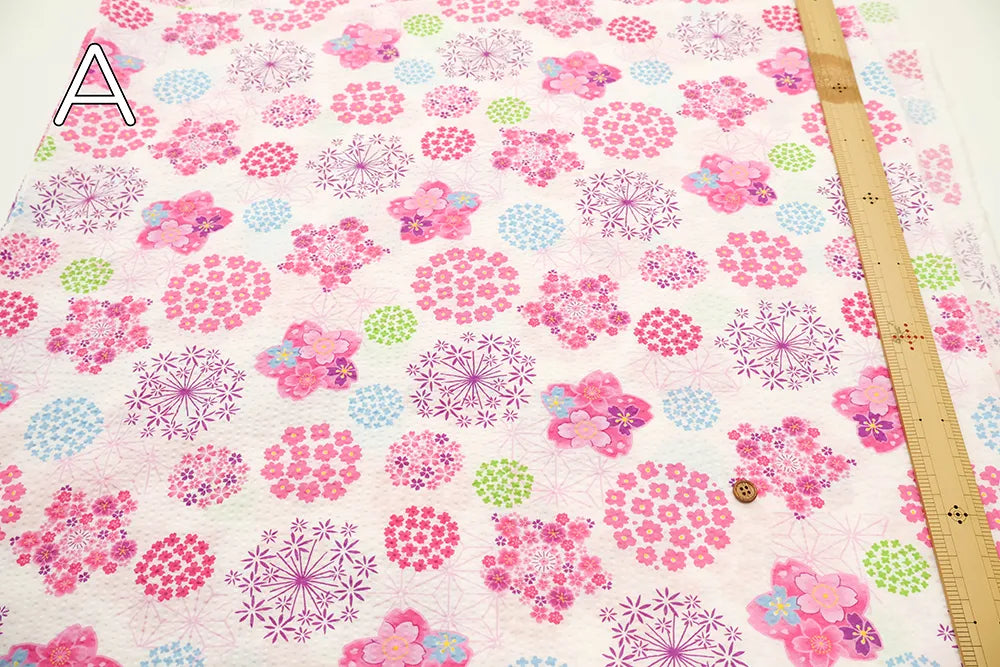 Cotton Ripple-printed Fabric - Japanese Style Flower - nomura tailor