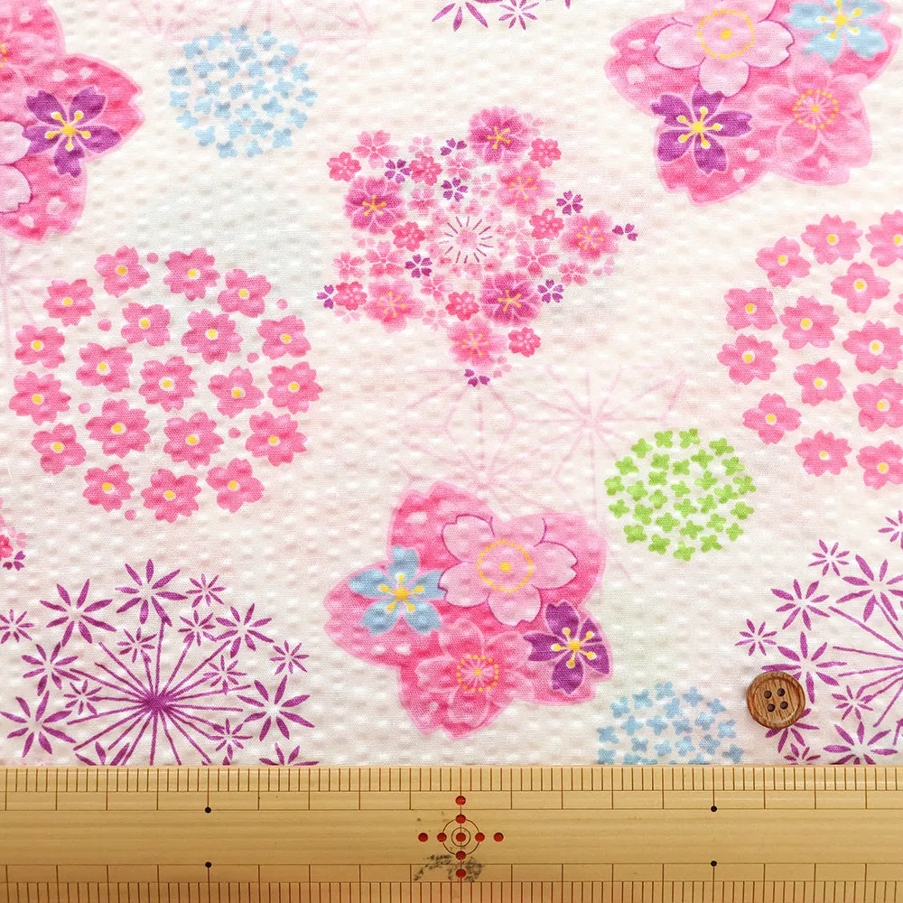 Cotton Ripple-printed Fabric - Japanese Style Flower - nomura tailor