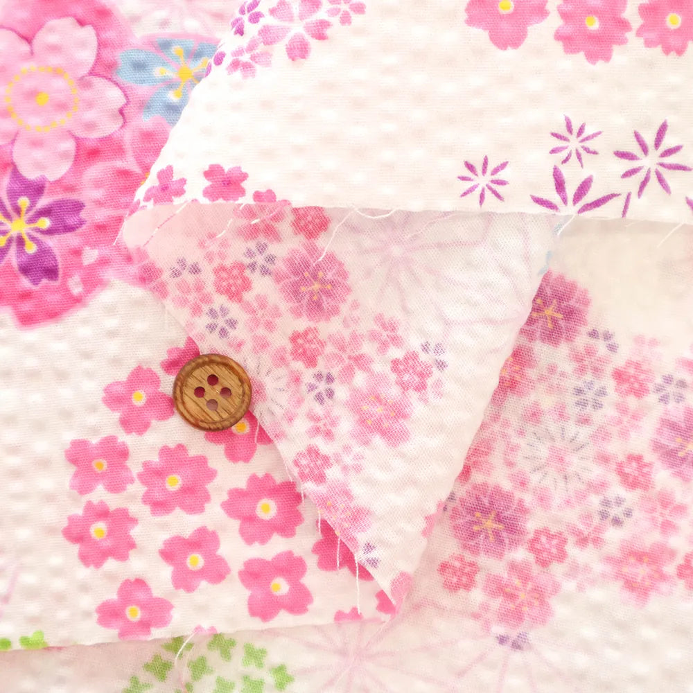 Cotton Ripple-printed Fabric - Japanese Style Flower - nomura tailor