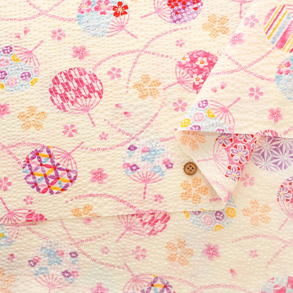 Cotton Ripple-printed Fabric - Japanese Style Uchiwa - nomura tailor
