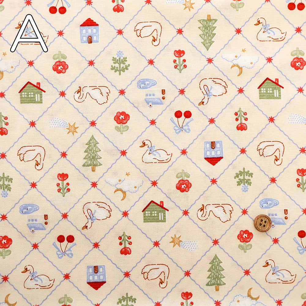 Cotton Sheeting Printed Fabric - Retro Kawaii - nomura tailor