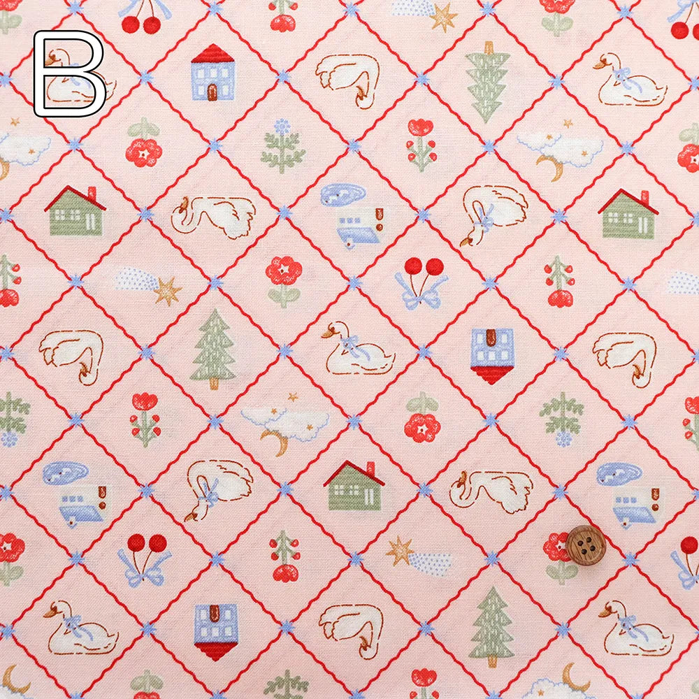 Cotton Sheeting Printed Fabric - Retro Kawaii - nomura tailor
