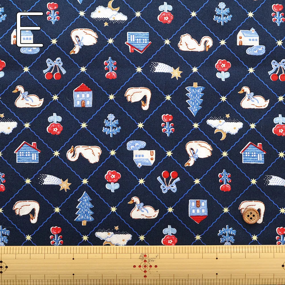 Cotton Sheeting Printed Fabric - Retro Kawaii - nomura tailor