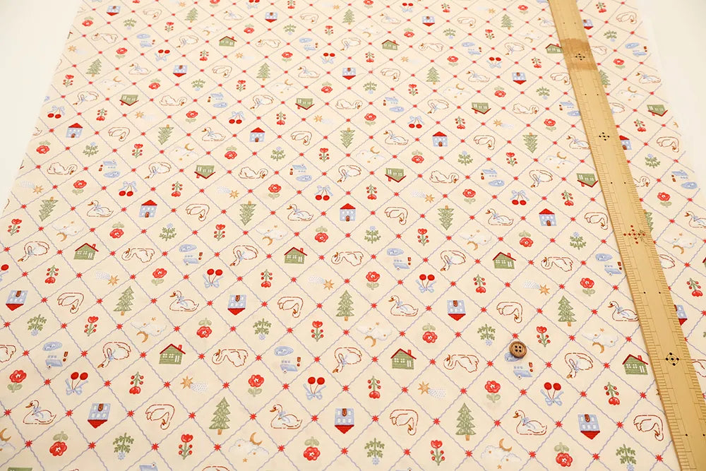 Cotton Sheeting Printed Fabric - Retro Kawaii - nomura tailor