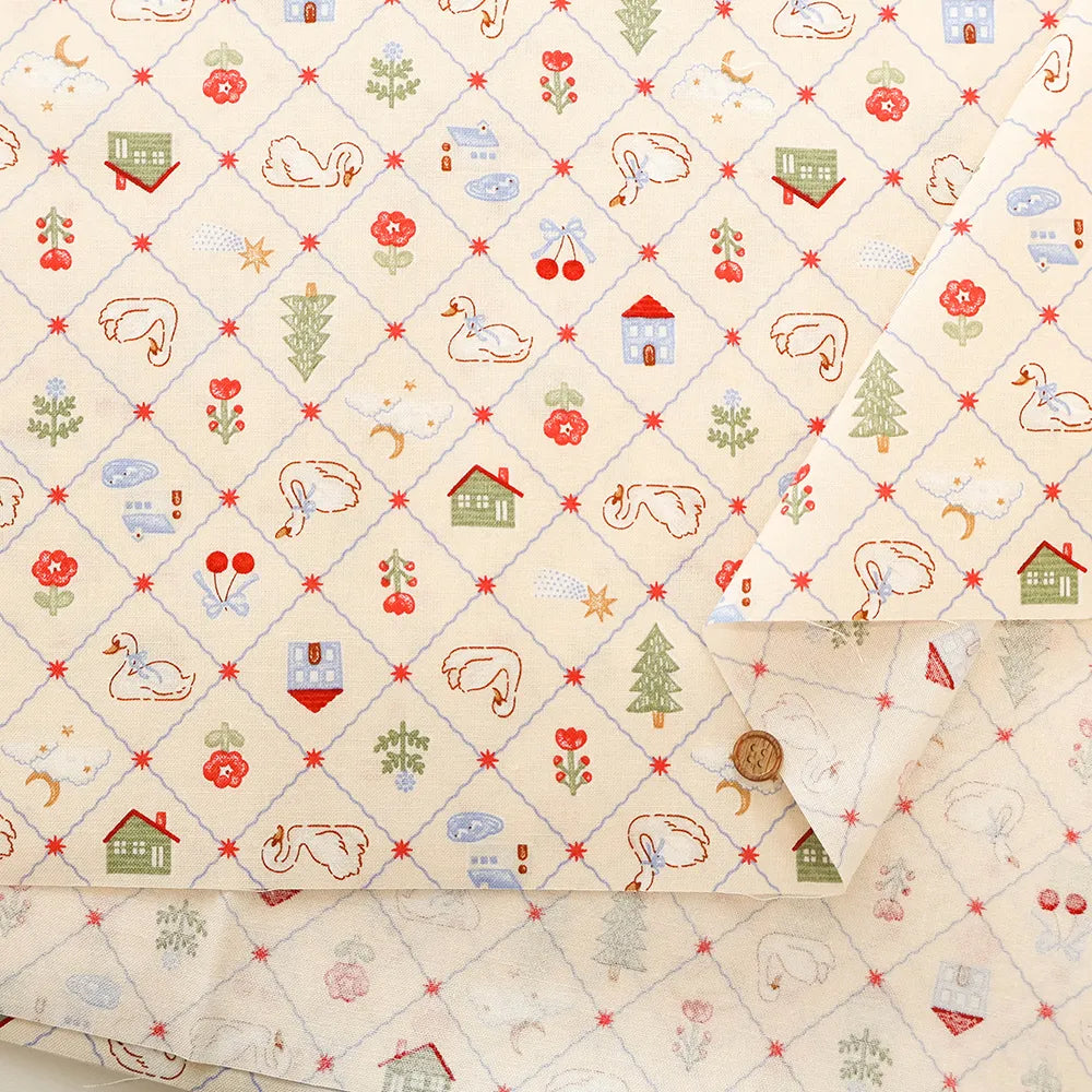 Cotton Sheeting Printed Fabric - Retro Kawaii - nomura tailor