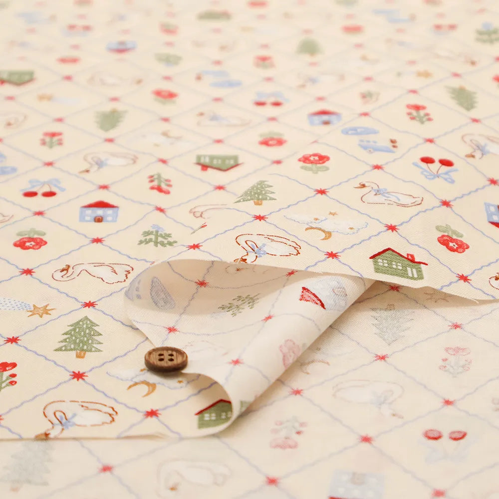 Cotton Sheeting Printed Fabric - Retro Kawaii - nomura tailor