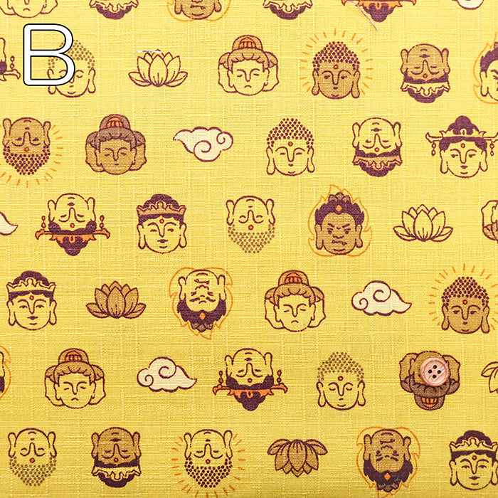 Cotton Dobby Printed Fabric - Buddha Statue - nomura tailor