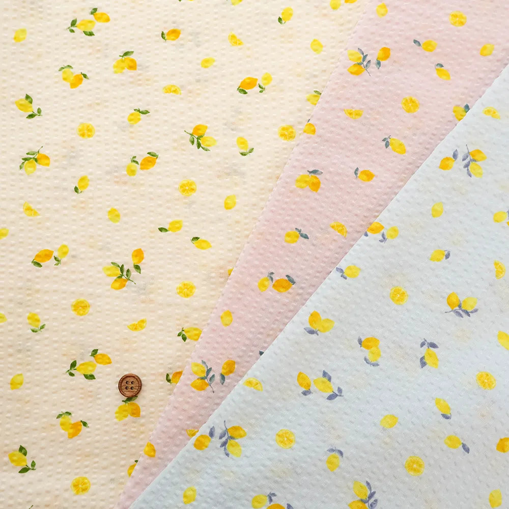 Cotton Ripple-printed Fabric  - Petit Lemon - nomura tailor