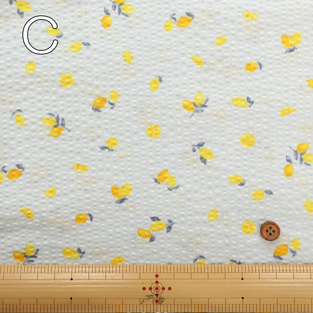 Cotton Ripple-printed Fabric  - Petit Lemon - nomura tailor