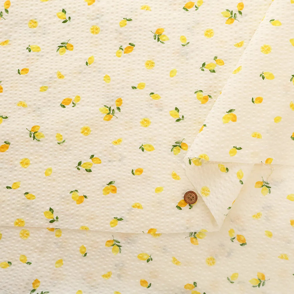 Cotton Ripple-printed Fabric  - Petit Lemon - nomura tailor