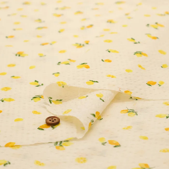 Cotton Ripple-printed Fabric  - Petit Lemon - nomura tailor