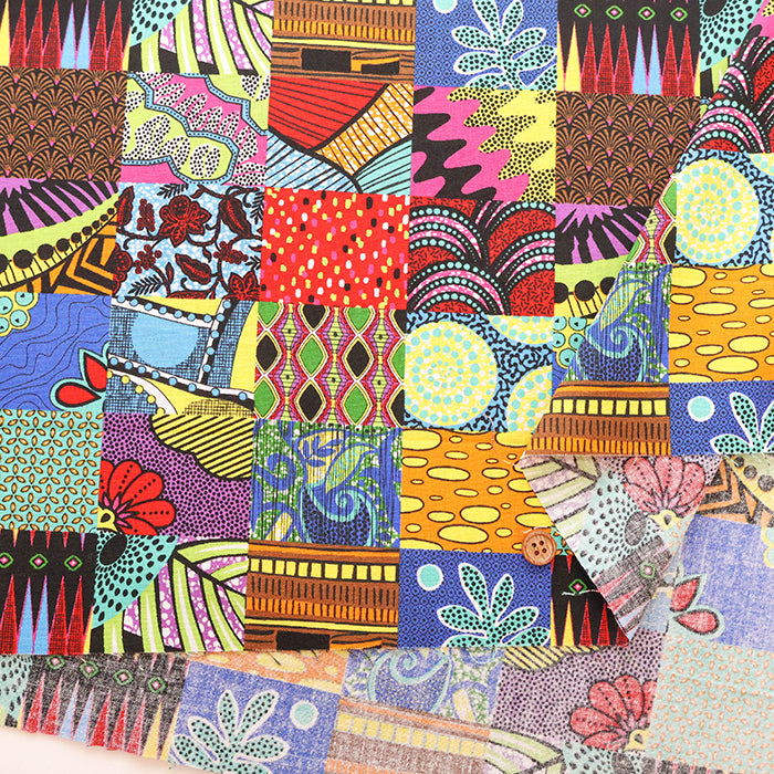 Cotton Sheeting printed Fabric - African Square - nomura tailor