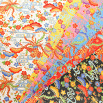 Cotton Broad Lame (Glitter) Printed Fabric - Bingata Style - nomura tailor