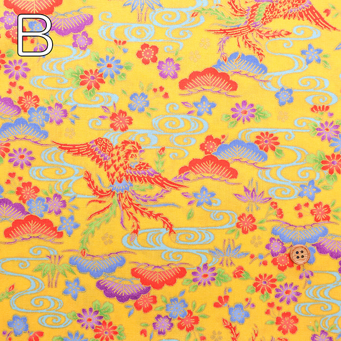 Cotton Broad Lame (Glitter) Printed Fabric - Bingata Style - nomura tailor