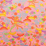Cotton Broad Lame (Glitter) Printed Fabric - Bingata Style - nomura tailor