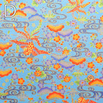 Cotton Broad Lame (Glitter) Printed Fabric - Bingata Style - nomura tailor