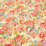 Cotton Satin Slub Printed Fabric - Flower and Mari - nomura tailor