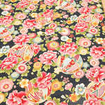 Cotton Satin Slub Printed Fabric - Flower and Mari - nomura tailor