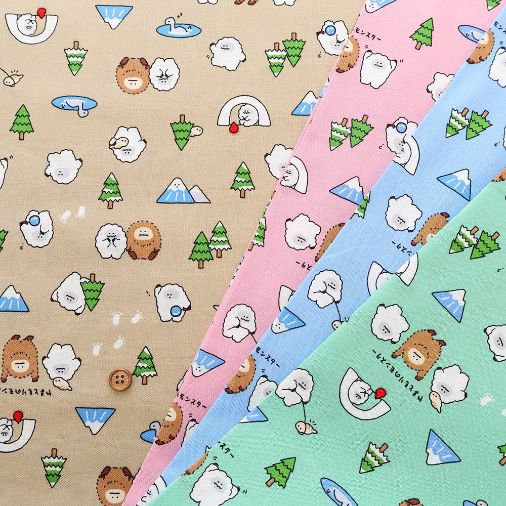 Cotton Sheeting printed Fabric - Little Mystery Yamato Forest Monsters - nomura tailor