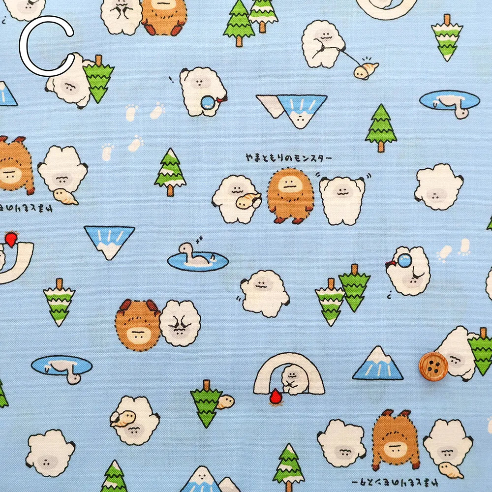 Cotton Sheeting printed Fabric - Little Mystery Yamato Forest Monsters - nomura tailor