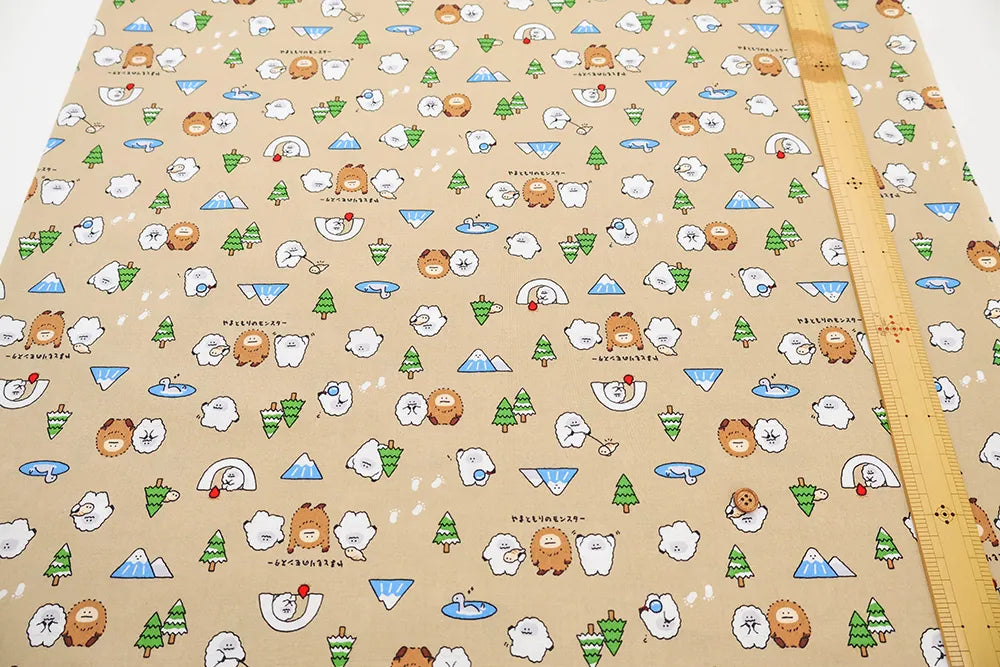 Cotton Sheeting printed Fabric - Little Mystery Yamato Forest Monsters - nomura tailor